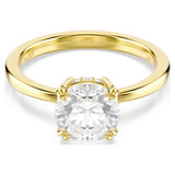 Swarovski Stilla Attract cocktail ring Round cut, White, Gold-tone plated