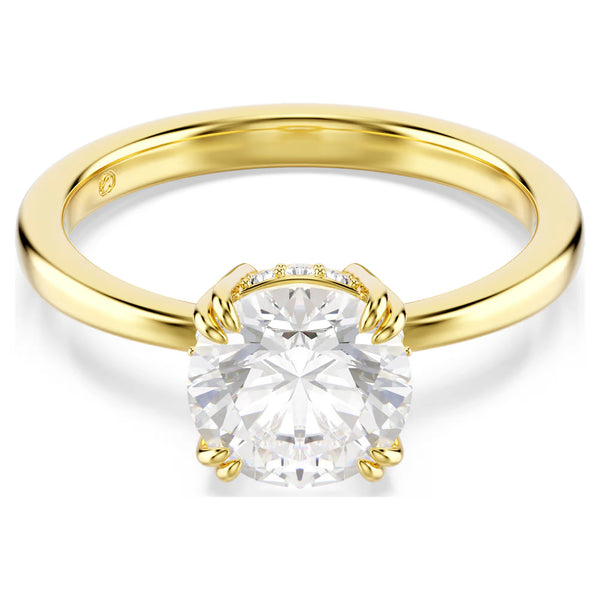 Swarovski Stilla Attract cocktail ring Round cut, White, Gold-tone plated
