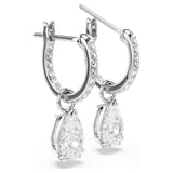 Swarovski Millenia Pear-Cut Hoop Earrings, White Crystal, Rhodium-Plated – Model 5636716