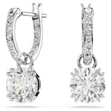 Stilla drop earrings Round cut, White, Rhodium plated