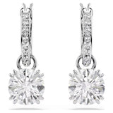 Stilla drop earrings Round cut, White, Rhodium plated