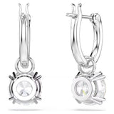 Stilla drop earrings Round cut, White, Rhodium plated