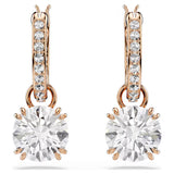 Swarovski Stilla drop earrings Round cut, White, Rose gold-tone plated 5639975
