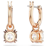 Swarovski Stilla drop earrings Round cut, White, Rose gold-tone plated 5639975