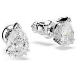 Swarovski 5636713 Millenia Stud Earrings – Pear Cut White Crystals, Rhodium Plated