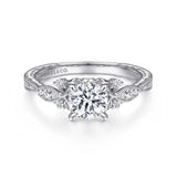 Gabriel & Co. Solene ER14768R3W44JJ – Vintage Inspired 14K White Gold Round Diamond Engagement Ring
