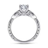Gabriel & Co. ER14764R3W44JJ – 14K White Gold Vintage-Inspired Round Halo Diamond Engagement Ring