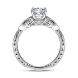 Gabriel & Co. Solene ER14768R3W44JJ – Vintage Inspired 14K White Gold Round Diamond Engagement Ring