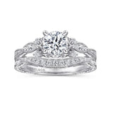 Gabriel & Co. ER14764R3W44JJ – 14K White Gold Vintage-Inspired Round Halo Diamond Engagement Ring