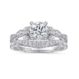 Gabriel & Co. Solene ER14768R3W44JJ – Vintage Inspired 14K White Gold Round Diamond Engagement Ring