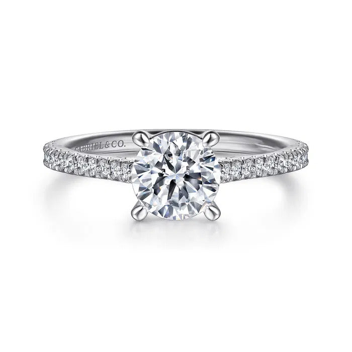 Gabriel & Co. Abbie ER16129R4W44JJ – 14K White Gold Round Cathedral Diamond Engagement Ring