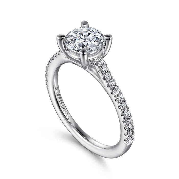 Gabriel & Co. Abbie ER16129R4W44JJ – 14K White Gold Round Cathedral Diamond Engagement Ring