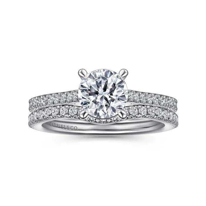 Gabriel & Co. Abbie ER16129R4W44JJ – 14K White Gold Round Cathedral Diamond Engagement Ring