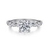 Gabriel & Co. ER16130R6W44JJ – 14K White Gold Single-Prong Round Diamond Engagement Ring Setting (0.46 ct)