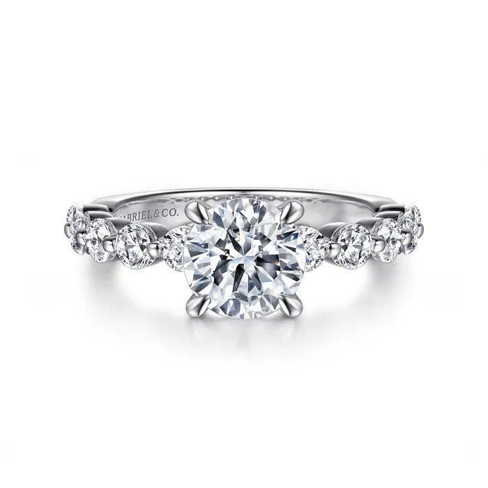 Gabriel & Co. ER16130R6W44JJ – 14K White Gold Single-Prong Round Diamond Engagement Ring Setting (0.46 ct)