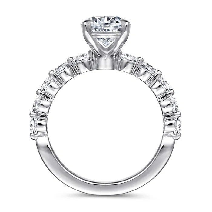 Gabriel & Co. ER16130R6W44JJ – 14K White Gold Single-Prong Round Diamond Engagement Ring Setting (0.46 ct)