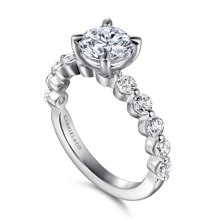 Gabriel & Co. ER16130R6W44JJ – 14K White Gold Single-Prong Round Diamond Engagement Ring Setting (0.46 ct)