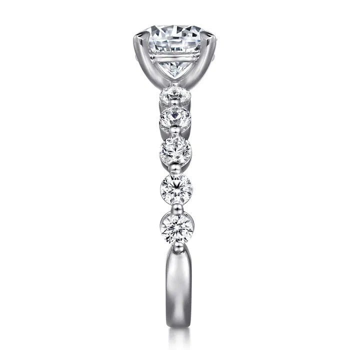 Gabriel & Co. ER16130R6W44JJ – 14K White Gold Single-Prong Round Diamond Engagement Ring Setting (0.46 ct)