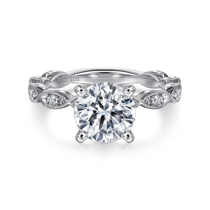 Gabriel & Co. Sadie ER4122R8W44JJ – 14K White Gold Round Diamond Engagement Ring