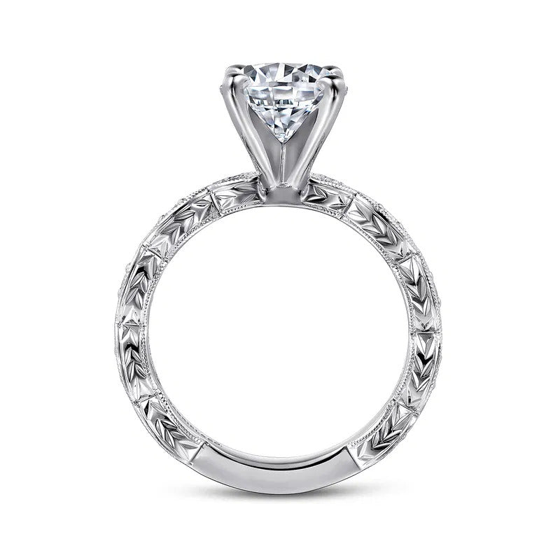 Gabriel & Co. Sadie ER4122R8W44JJ – 14K White Gold Round Diamond Engagement Ring
