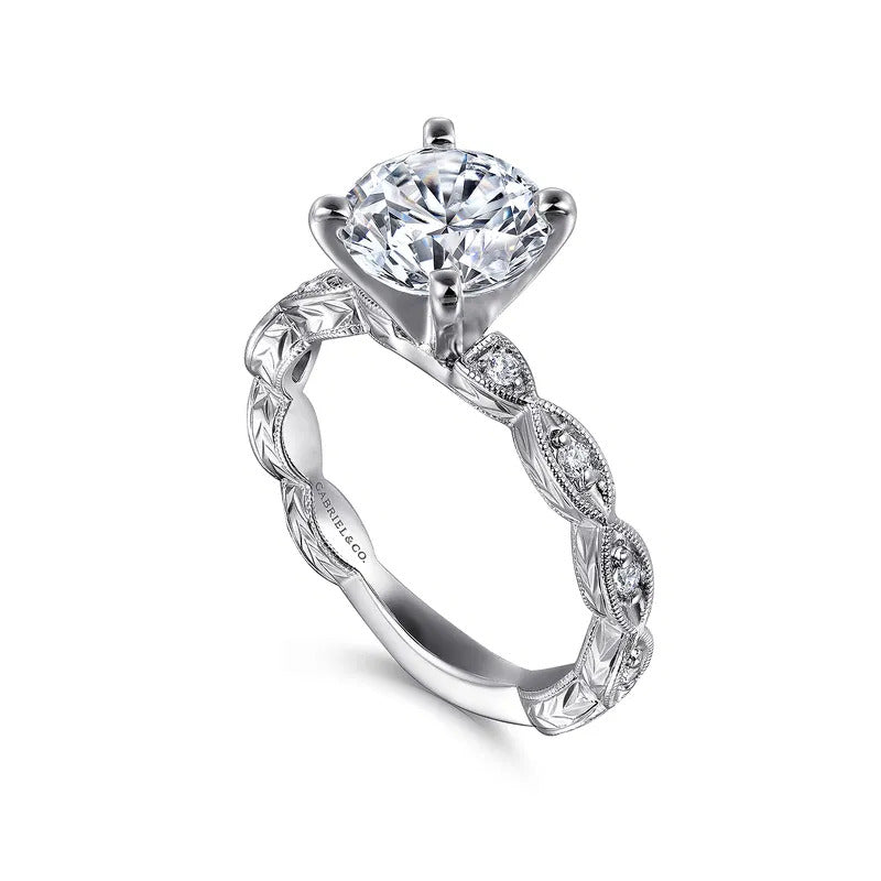 Gabriel & Co. Sadie ER4122R8W44JJ – 14K White Gold Round Diamond Engagement Ring