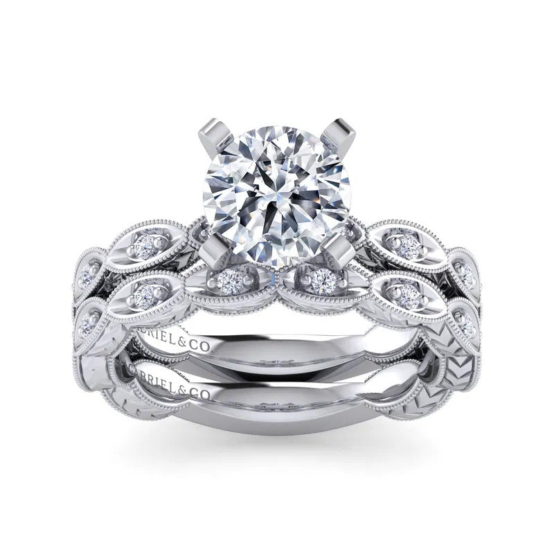Gabriel & Co. Sadie ER4122R8W44JJ – 14K White Gold Round Diamond Engagement Ring