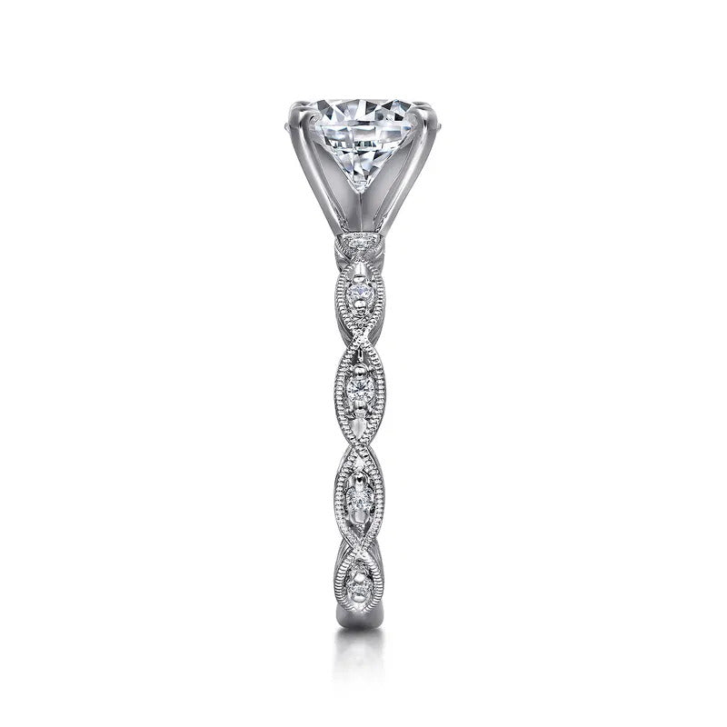 Gabriel & Co. Sadie ER4122R8W44JJ – 14K White Gold Round Diamond Engagement Ring