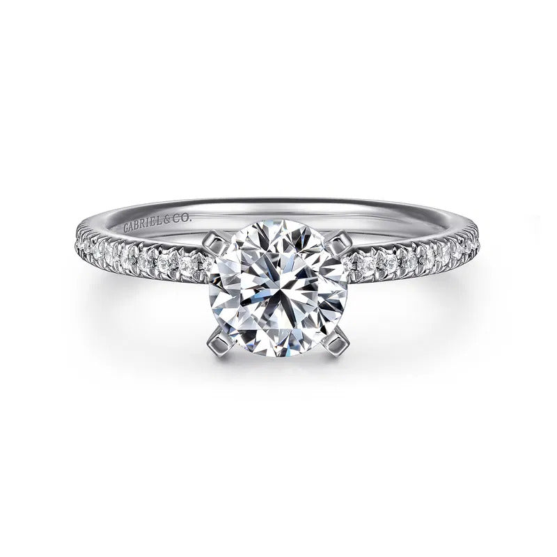 Gabriel & Co. Oyin ER4181W44JJ – 14K White Gold Round Diamond Engagement Ring