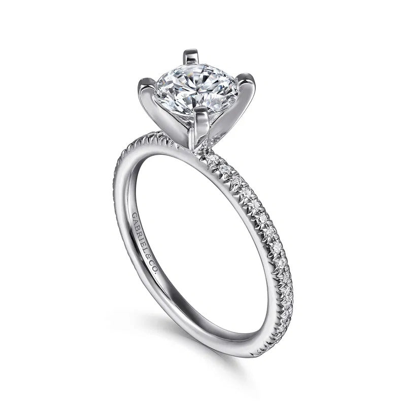 Gabriel & Co. Oyin ER4181W44JJ – 14K White Gold Round Diamond Engagement Ring