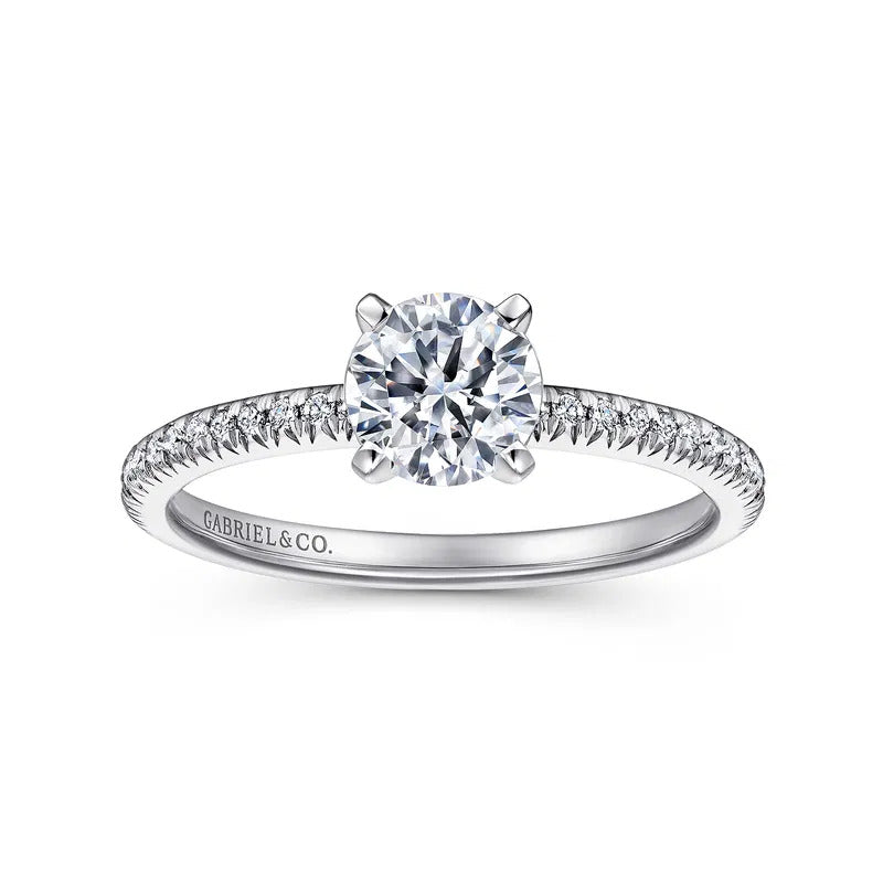 Gabriel & Co. Oyin ER4181W44JJ – 14K White Gold Round Diamond Engagement Ring
