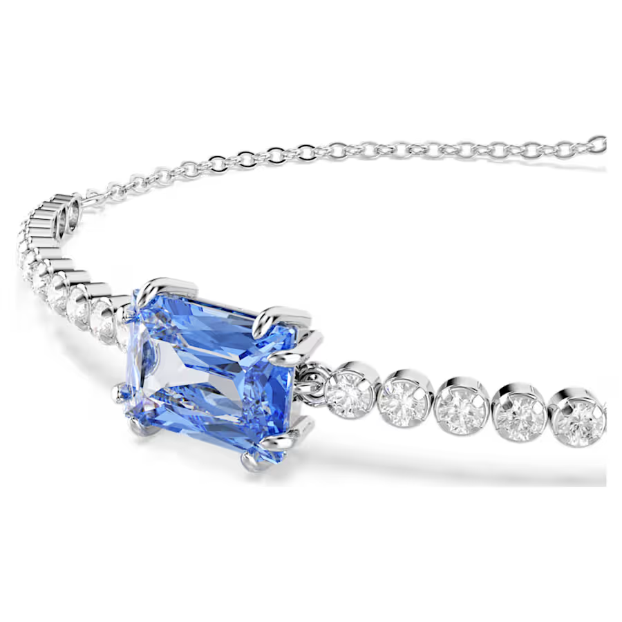 Matrix Tennis bracelet Mixed cuts, Blue, Rhodium plated
