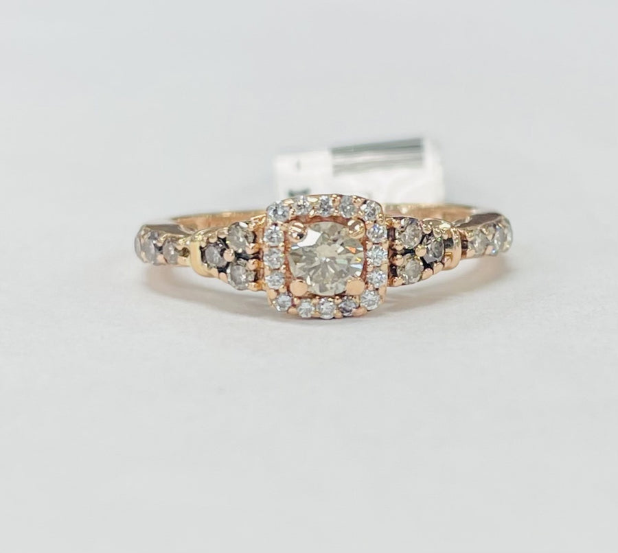Rose Gold Champagne Diamonds Engagment Ring
