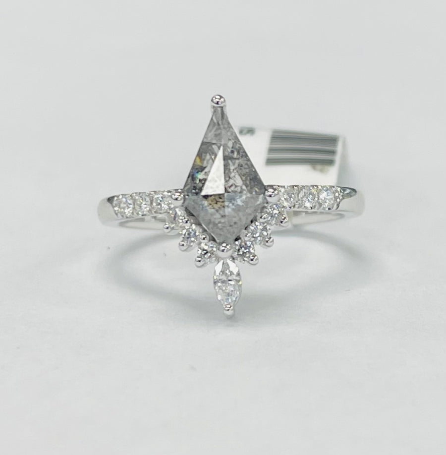 Salt And Pepper Kite Diamond Engagement Ring
