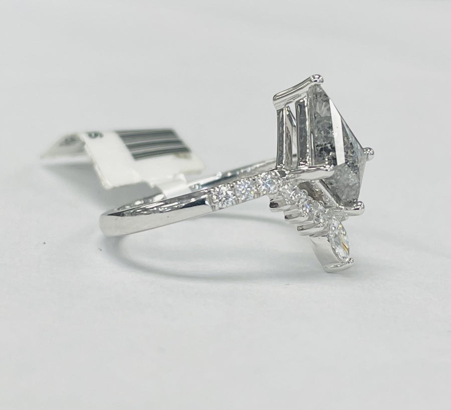 Salt And Pepper Kite Diamond Engagement Ring