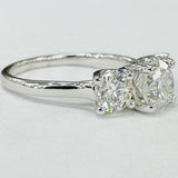 Tidewater Classic - White Gold 2CTW Three Stone Diamond Engagement Ring