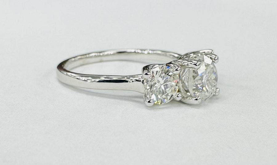 Tidewater Classic - White Gold 2CTW Three Stone Diamond Engagement Ring