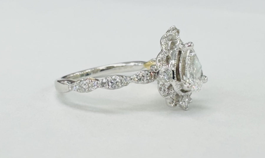 Zac Posen Pear Shaped 1CTW Diamond Engagement Ring