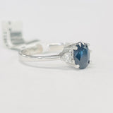 18KT Deep Blue Sapphire An Diamond Ring