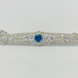 Chas. N. Hancher Co. Vintage Platinum Diamond and Sapphire Brooch