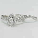 White Gold Neil Lane Pear Halo 1CTW Diamond Wedding Set