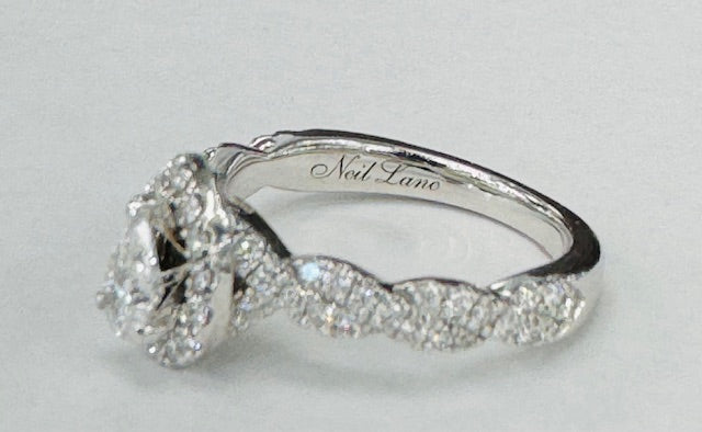 White Gold Neil Lane Pear Halo 1CTW Diamond Wedding Set