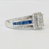 White Gold Sapphire And Diamond Composite Engagement Ring