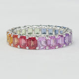 14KT White Gold Rainbow Sapphire Eternity Band