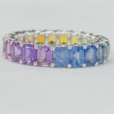 14KT White Gold Rainbow Sapphire Eternity Band