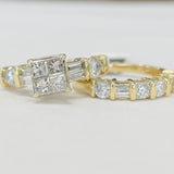 Yellow Gold Quad Diamond Wedding Set 1 7/8CTW