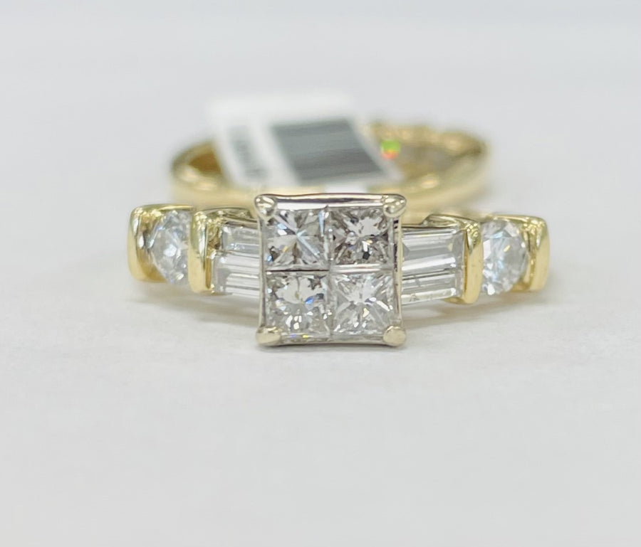 Yellow Gold Quad Diamond Wedding Set 1 7/8CTW