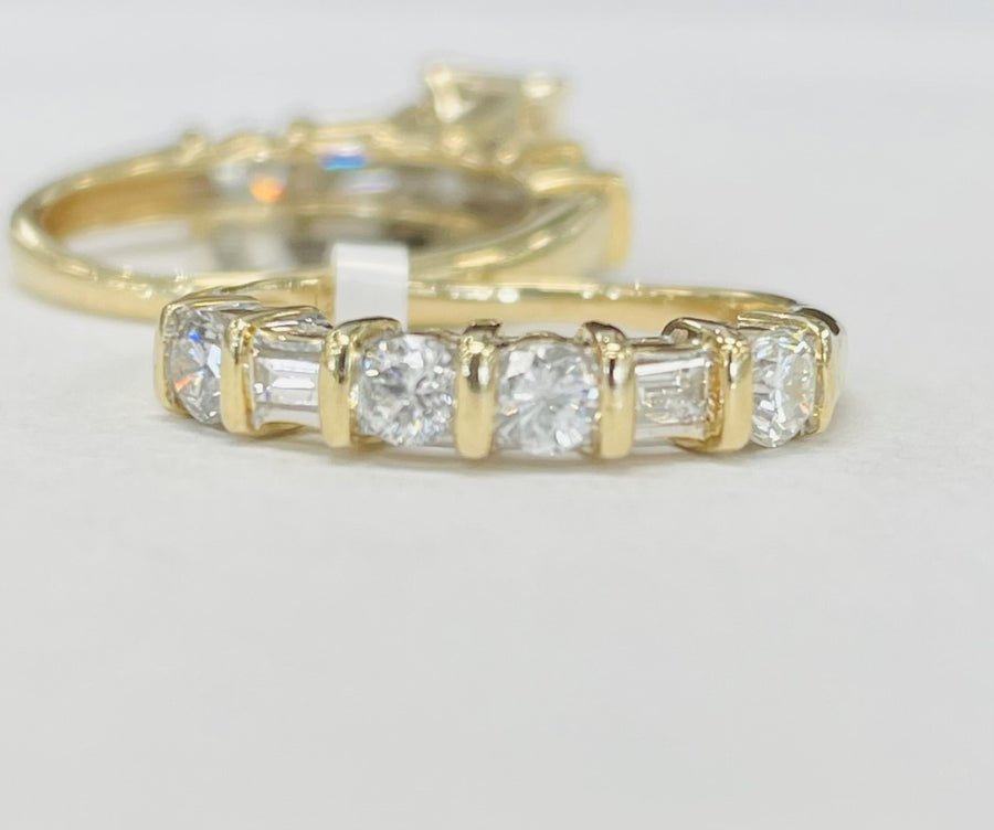 Yellow Gold Quad Diamond Wedding Set 1 7/8CTW