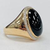 Rose Gold Statement Onyx And Diamond Ring