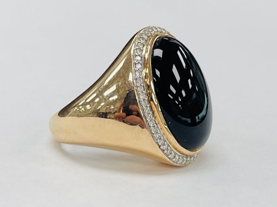 Rose Gold Statement Onyx And Diamond Ring