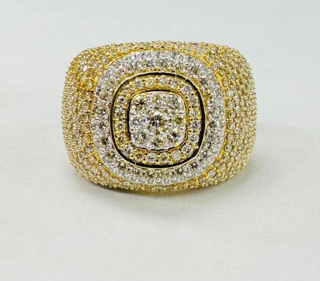Yellow Gold Mens 3 1/2CTW Diamond Pave Ring